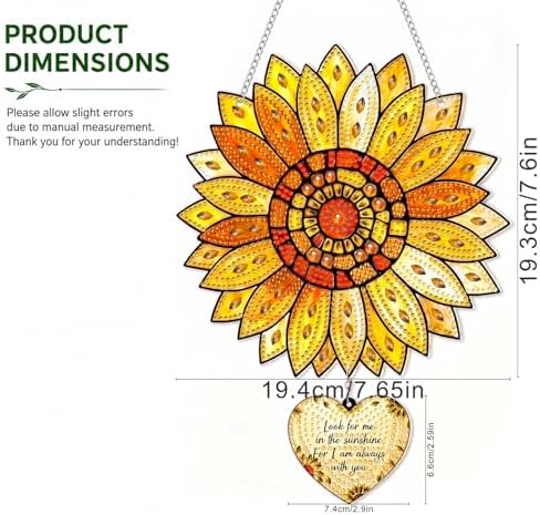 HMZephitiquc Sunflower Hanging Diamond Art Kits for Adults, Sunflower Diamond Painting Suncatchers, 5D Gem Art for Adults, Sun Catchers Indoor Window Crafts for Gift Home Decor