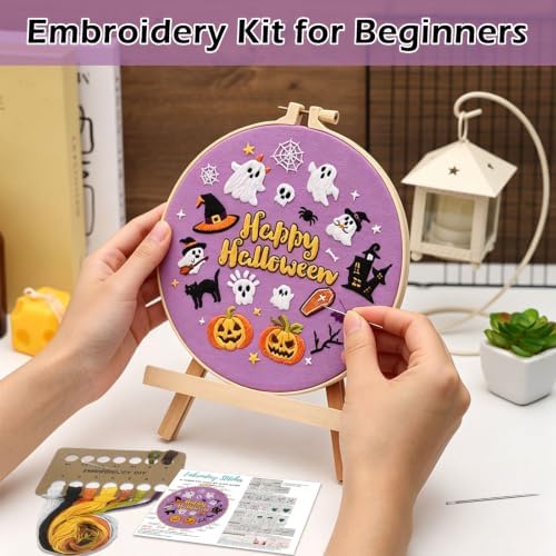 Louise Maelys Halloween Pumpkin & Ghost Embroidery Kit for Beginners