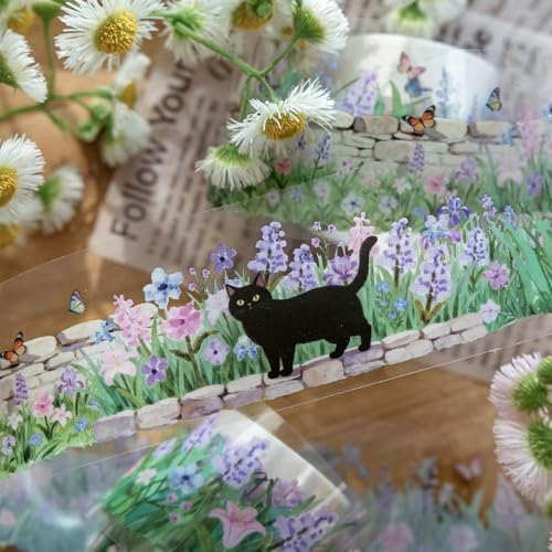 PET Tape Stickers for Scrapbooking Supplies,Floral Stickers for Journaling