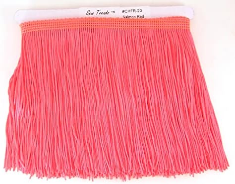 5 Yards of 4" Long Chainette Fringe Thread Yarn Tassel Trim Braid Fringe for Crafts Sewing and Decor-Highlighter NEON Coral Orange