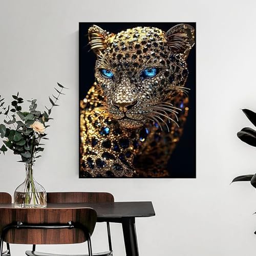 Xylogist Black Cheetah Diamond Art Kits for Adults 12 x 16 Inch