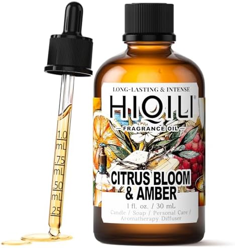 HIQILI Citrus Bloom & Amber Fragrance Oil for Candle, Soap & Diffuser