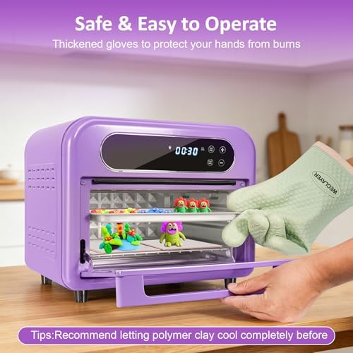 12L Polymer Clay Oven with Fast Preheat,Precise Temperature and Time,13QT/12L 120V 1200W Large Capacity Electric Oven for bake Clay,Polymer Clay Tools,Includes Tray,Wire Rack,Thickened Gloves