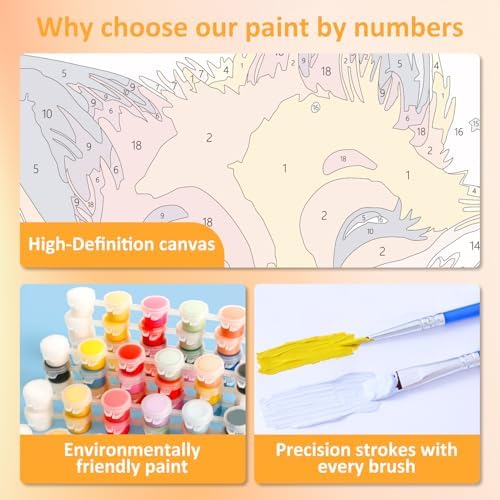 Fox Paint by Numbers Kit for Kids, 8x8 inch