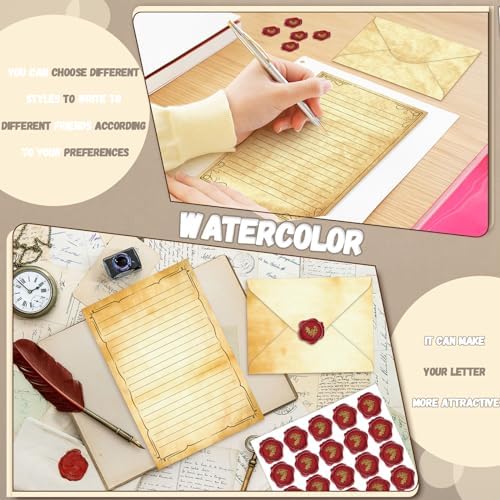 TaoBary 160 Pcs Light Vintage Stationery Paper and Envelopes Set 8.5 x 11''