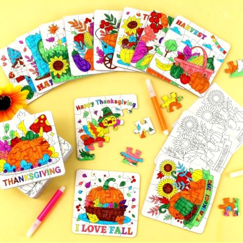 Thanksgiving Fall Crafts for kids, Autumn Art Activity DIY Blank Puzzle Toy