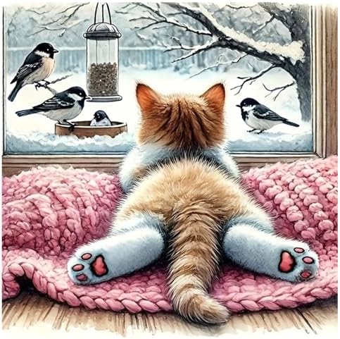 JAKI Cat Diamond Painting Kits for Adults Beginners 14x14inch