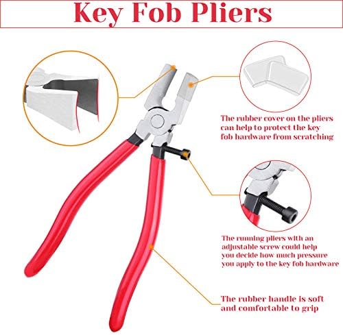 Key Fob Hardware Set, Shynek 50PCS Lanyard Key Fob Hardware 1 Inch with Key Fob Pliers Tool for Keychain and Wristlet Clamp Hardware Supplies