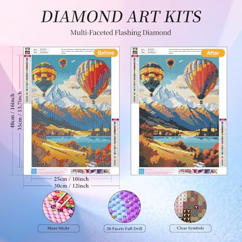 Diamond Art Kits for Adults, Mountain Diamond Painting Kit, 12 x 16 Inch