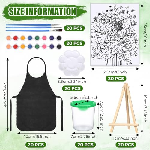 Sherr 140 Pcs 20 Set Pre Drawn Canvas Painting Kit, Flower