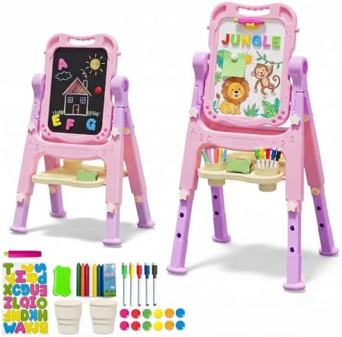 KiddoCood Easel for Kids, Toddler Art Easel with Double-Sided Board, 35.2"H