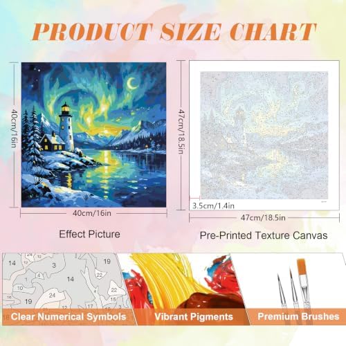Kalonyth Aurora Paint by Numbers Kit for Adults, 16x16 inch, No Framed