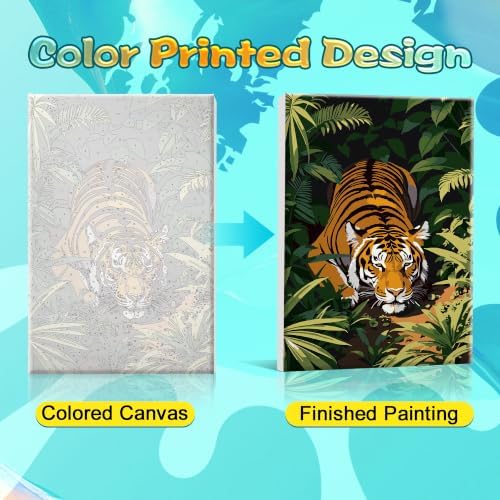 SmartEZ Paint by Numbers Kit for Adults with Frame, Tiger Paint by Number