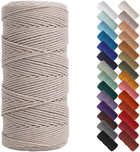 NOANTA Pink Gray Macrame Cord 2mm x 220yards, Cotton Rope Macrame Yarn