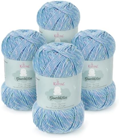 GentleBliss DK Acrylic Soft Baby Yarn, 4-Pack (880Yds/400G),Blue Mermaid