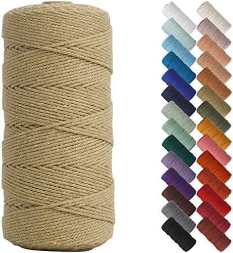 NOANTA Khaki Macrame Cord 2mm x 220yards, Cotton Rope Macrame Yarn