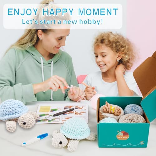 Eelexa Turtle Crochet Kit for Beginners, 2 Amigurumi Projects