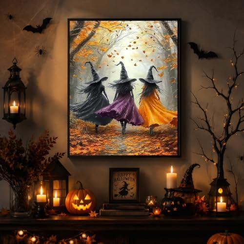 Witch Paint by Numbers Kit for Adults Beginner with Framed 10x12 Inch