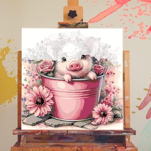 Paint by Numbers for Adults Pig - Cute Pig Paint by Number on Canvas