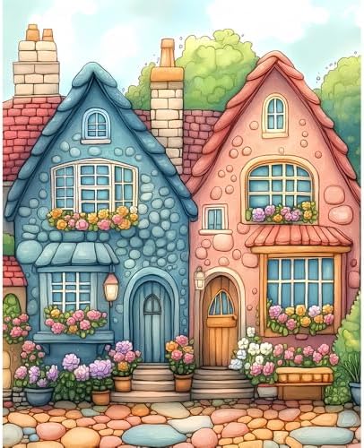 Natuyalo Paint by Numbers Kit for Adults Beginner, Lovely House Adult Paint by Number Kits on Canvas, DIY Acrylic Easy Painting by Numbers for Home Wall Decor 16x20 inch (Without Frame)
