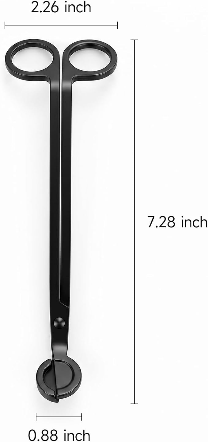 CHEFBEE Black Stainless Steel Candle Wick Trimmer | Polished Wick Clipper, Clean Even Burn, Prevents Soot Buildup, Reaches Deep Jar Candles, Sturdy Precice Cutting