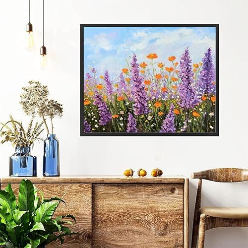Flower Paint by Numbers for Adults with Framed Canvas - with Wooden Easel
