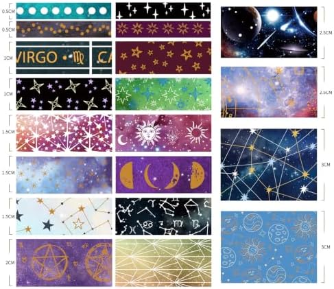 Galaxy Washi Tape Set - 20 Rolls Vast Universe Gold Foil Adhesive Tapes Star Arts Decorative Masking Tape Sets for Craft, Kids, Scrapbook, DIY, Gift Wrapping (3 Milky Way)
