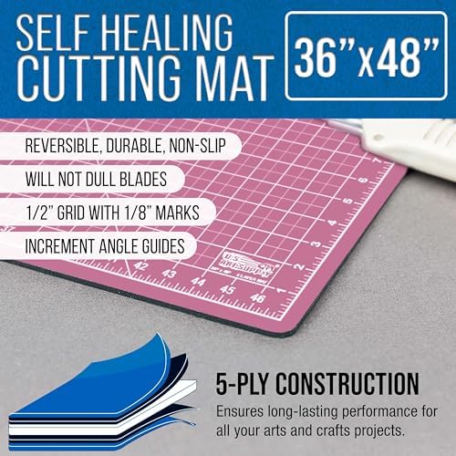 U.S. Art Supply 36"x48" Self-Healing Cutting Mat 5-Ply Pink/Blue