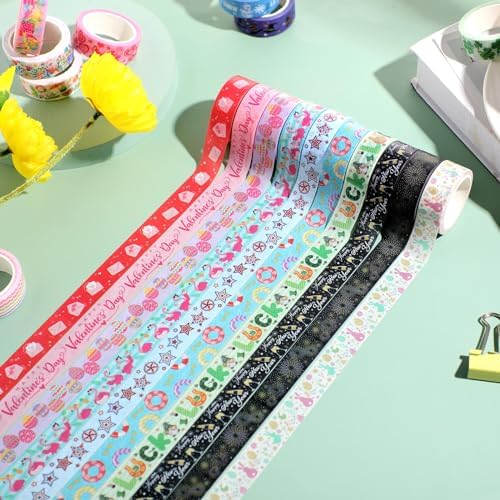 TaoBary 33 Rolls Washi Tape Set, 15mm Holiday Seasonal,Festive Style
