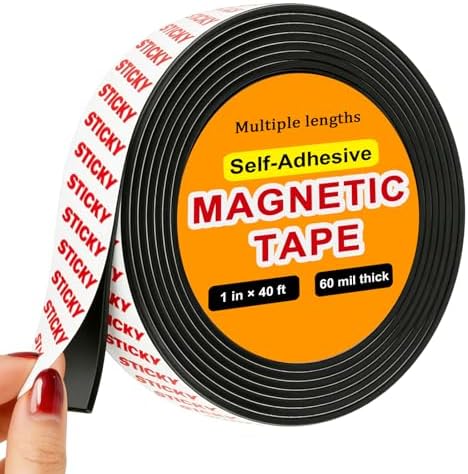 Towjug Sticky Magnetic Tape (1in x 40ft) Anisotropic Magnets Roll