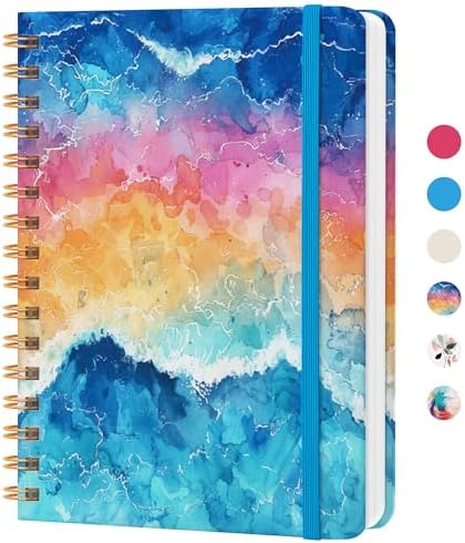 Lined Spiral Journal Notebook, A5 College Ruled Notebook for Note-Taking