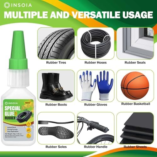 INSOIA Super Rubber Glue Clear, 20g, Strong Bond, with Precision Tips