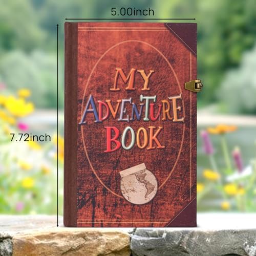 My Adventure Book Luxury Faux Leather Journal - 164 Page 8.2 * 5.9 inch Scrapbook, Vintage 3D Embossed Photo Album & Travel Diary | Anniversary Wedding Valentine Gift Set for Couples