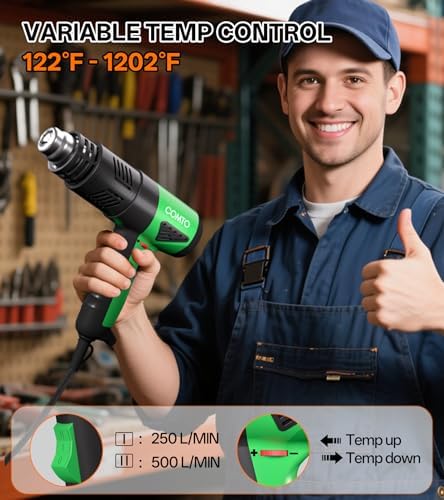 Heat Gun, 1800W Variable Temperature Hot Air Gun with 4 Nozzles