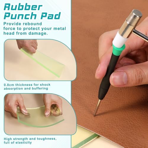4 Pcs Leather Punch Pads, Craft Cutting Mat Craft Mat Sound Absorbing Pad and A4 Self Healing Cutting Mat Hole Punchs Stamping Tool for Leathers Working DIY Crafts