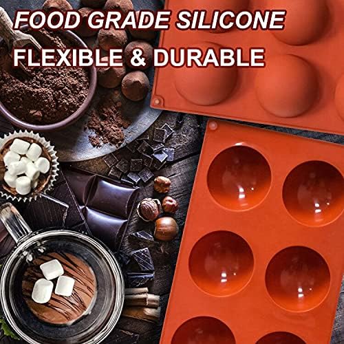 Lerykin 2 Pack Large 6-Cavity Semi Sphere Silicone Molds, Non-Stick Baking Mold for Making Standard Size Hot Chocolate Bomb, Cake, Jelly, Dome Mousse