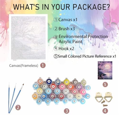 bleihum Paint by Numbers Kit for Adults Cherry Blossom 16x20inch