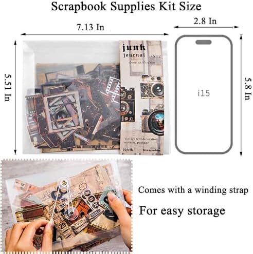 Vilikya 90Pcs Film Scrapbook Stickers Pack for Junk Journal Supplies, Movie-Themed Decoupage Paper for Scrapbooking Kit, PET Film Strip Tape & Photo Frame Cards for Bullet Journaling Decorative