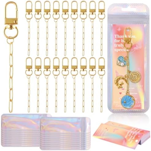 Wurosi 18pcs Paperclip Keychain Making Kit,Key Ring Swivel Snap Hook Chains
