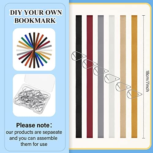Taobary 42 Pcs Elastic Bookmarks Set with Paper Clips, Retro Color