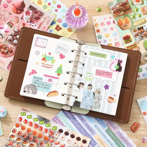 Girl's Japanese Retro Sticker Book, 1000+ Cute Comics Style Food Stickers, for DIY Scrapbooking Journaling Handbook Decoration