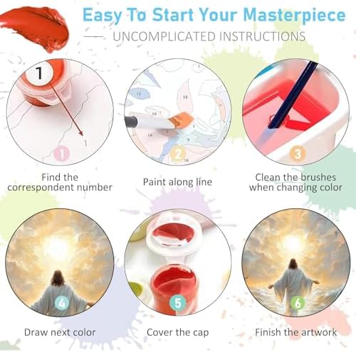 Jesus Paint by Numbers Kit for Adults Framed Canvas 12X16 in, Frameworkless