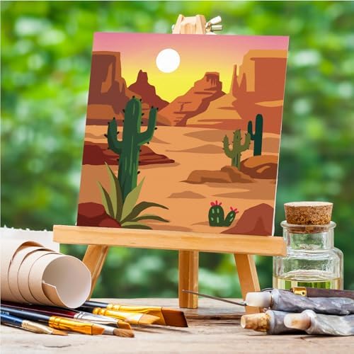 Anseal 12 Packs Pre Drawn Canvas to Paint, 4" X 4" Landscape Pre-Printed Canvas Paint Party for Adult, Stretched Outline Painting Boards for Beginners, Party Favor