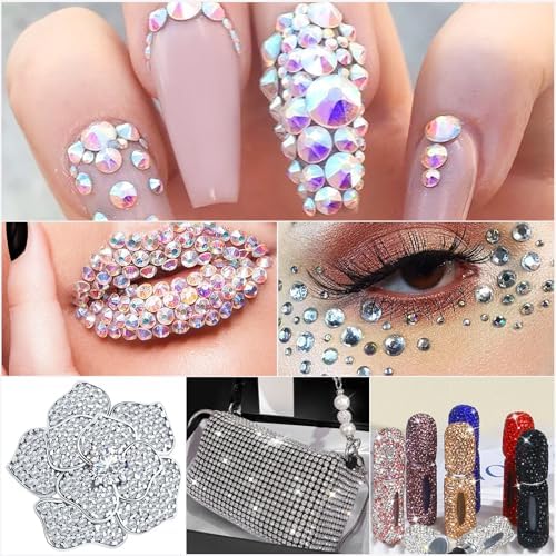 Rhinestone Picker Tool,2 Wax Pencil for Rhinestones, Dual-Ended Rhinestone Applicator Wax Pen Gem Picker Tool with 6 Extra Wax Tips and 2 Tweezers (Pink+White)