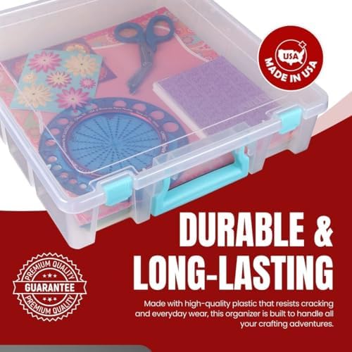 ArtBin Super Satchel 1-Compartment Craft Storage Box, Clear | One Open Compartment, 15.2 x 8 x 6.2 Inches, Secure Latches, Stackable, Clear Durable Polypropylene