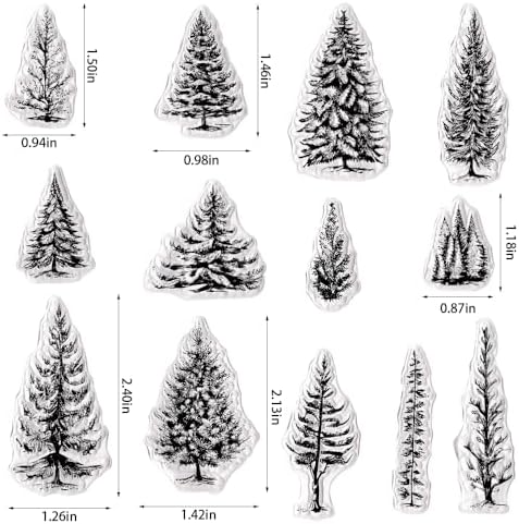 Large Trees Clear Stamps for Card Making, Forest Woods Background Clear Rubber Stamps Grove Pine Trees Background Transparent Rubber Seal Stamps for DIY Photo Scrapbooking Card Album Crafting Supplies