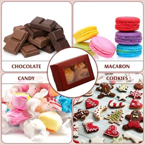 Zonon 30 Pcs Mini Kraft Soap Boxes with Window Homemade,Burgundy