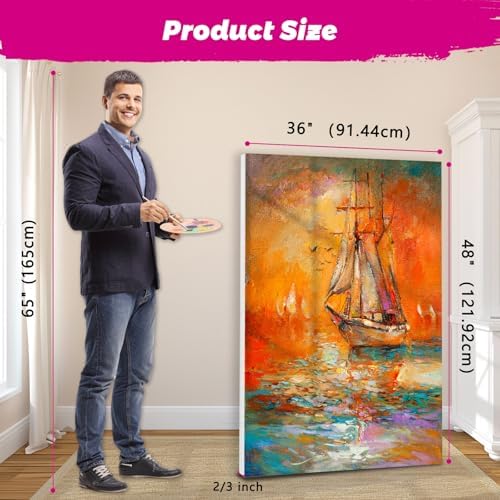 Stretched Canvas for Painting, 2Pack 36X48 Large Canvas for Painting, (400GSM) Triple Primed 2/3" Profile Cotton Professional Artist Quality Blank Canvas,Ready to Paint, Art Supplies for Acrylic, Oil