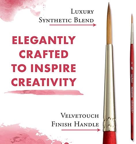 Princeton Velvetouch Artiste, Mixed-Media Brush for Acrylic, Watercolor & Oil, Series 3950 Long Round Luxury Synthetic, Size 2