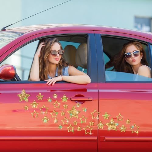 Epakh 84 Glitter Bling Rhinestone Sticker, Star, Gold